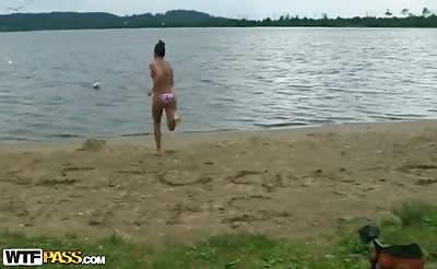 College students fucking by the lake